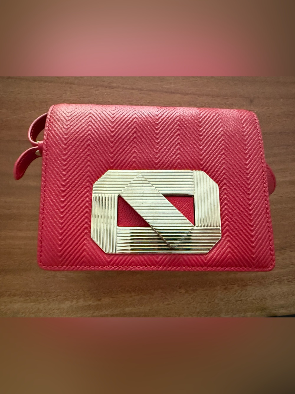 Missoni Pebbled Leather Red Crossbody Bag with Gold Accent. Never Used